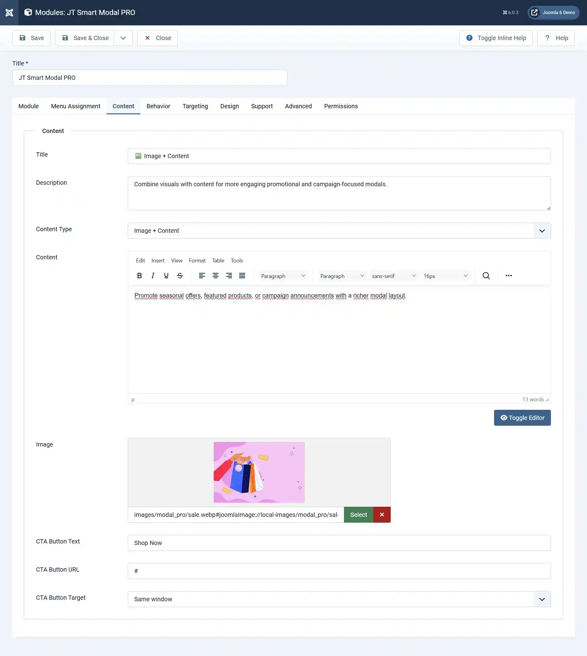 Image + Content Layout
