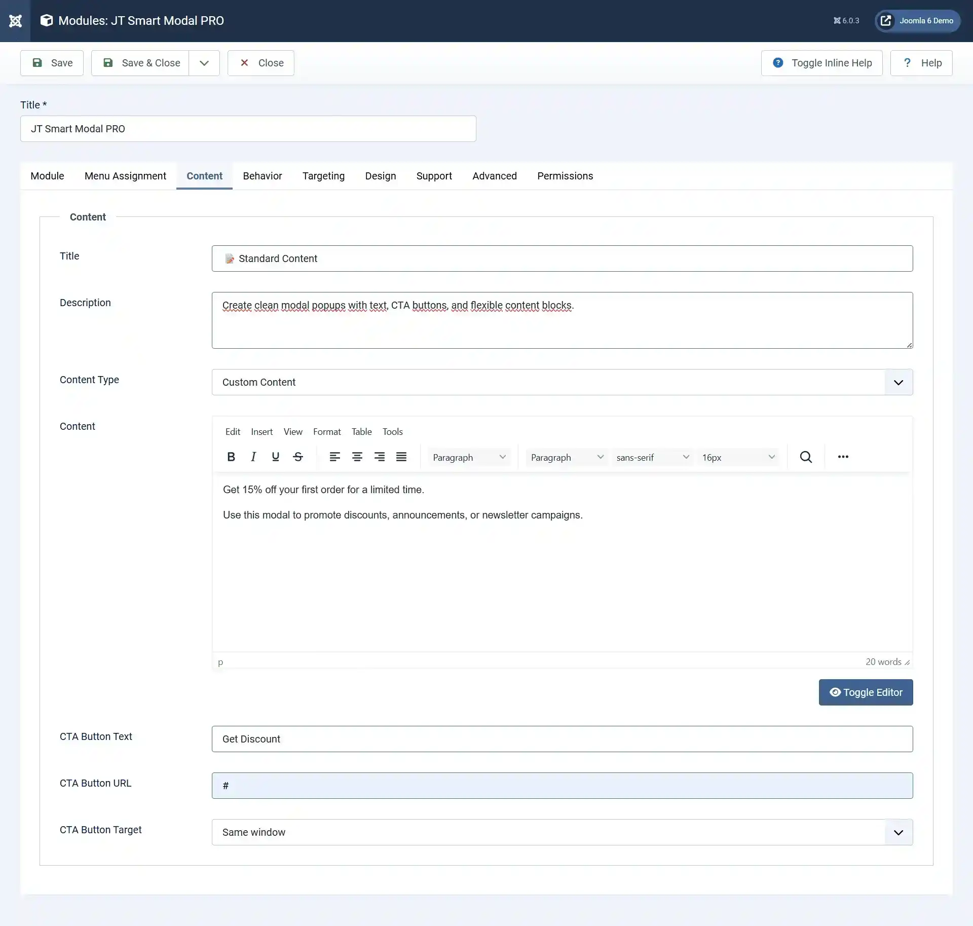 Standard Content Layout