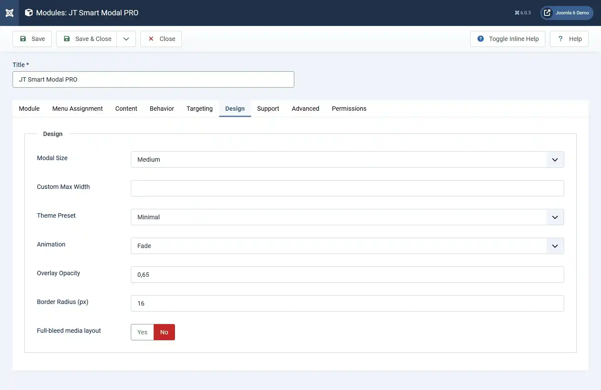 Flexible Design Settings