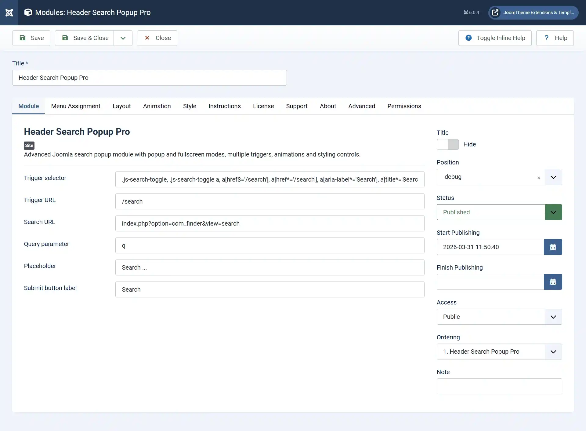 Clean Header Search Experience