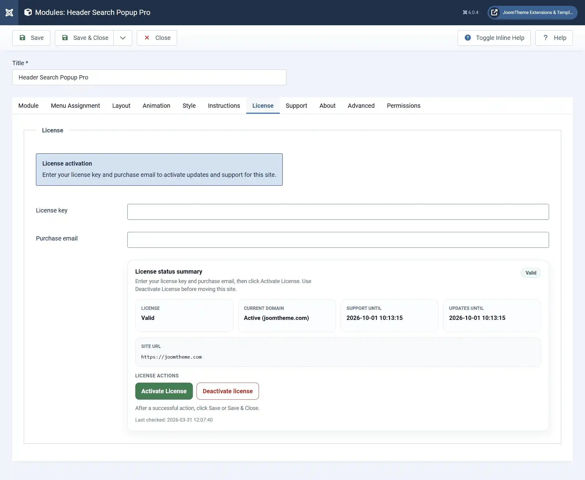 License Activation and Updates
