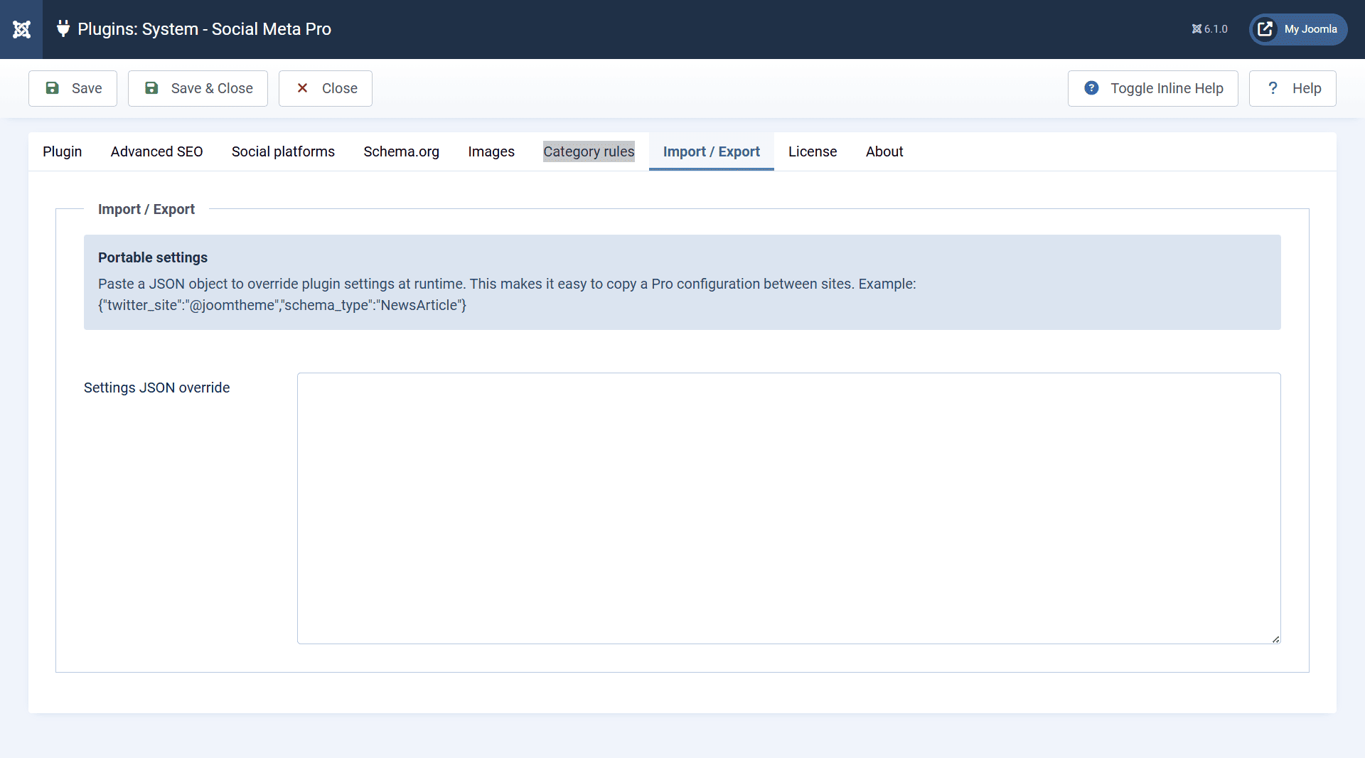 Portable JSON settings