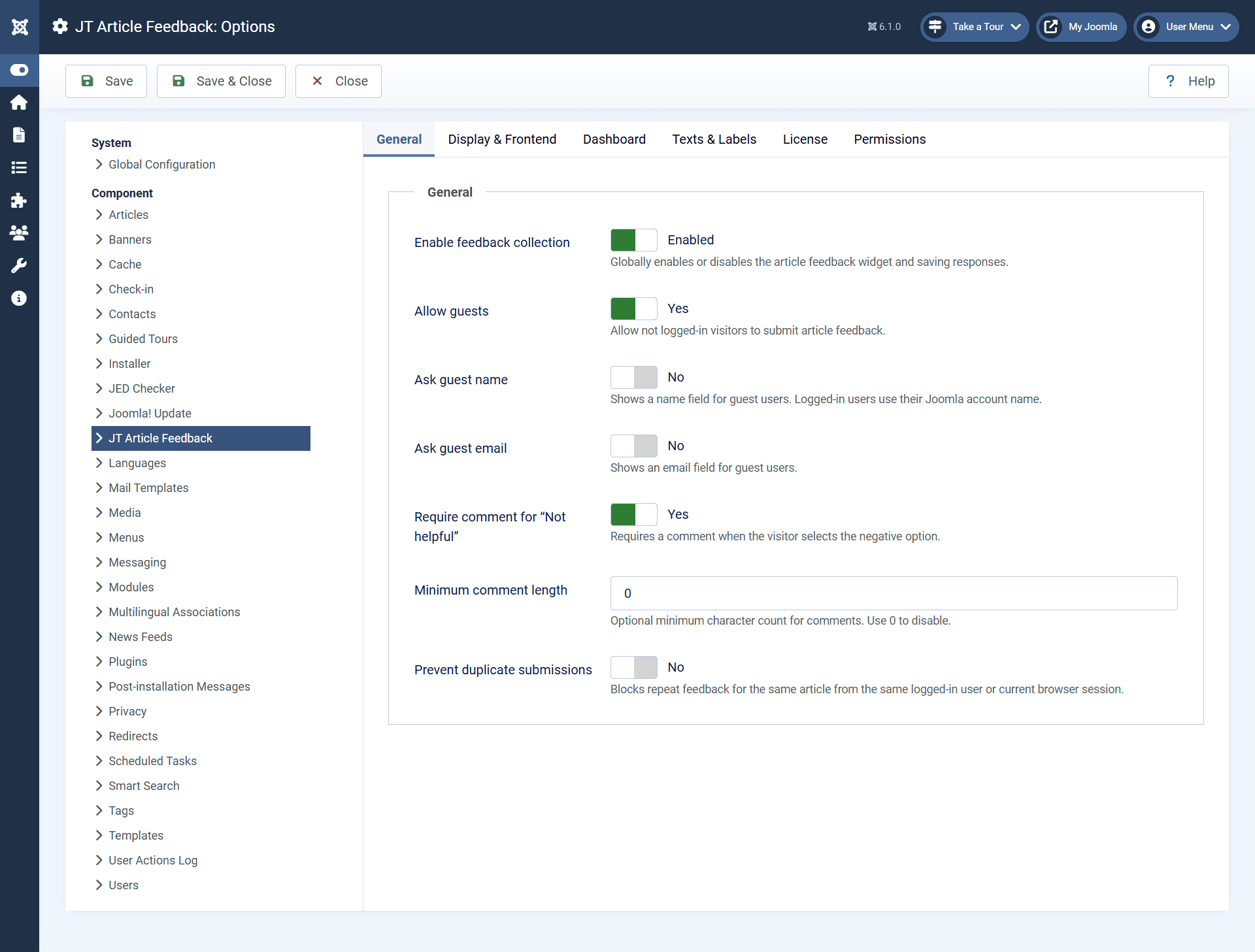 JT Article Feedback Options