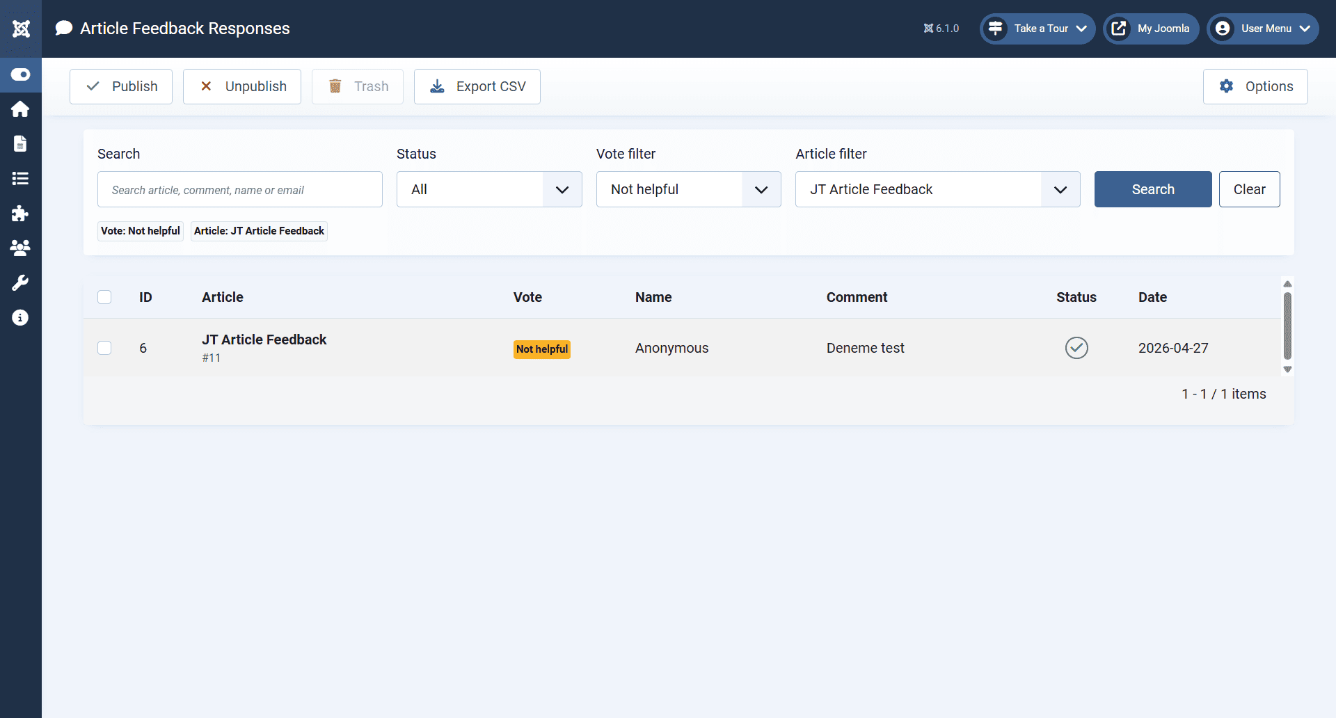 JT Article Feedback Responses
